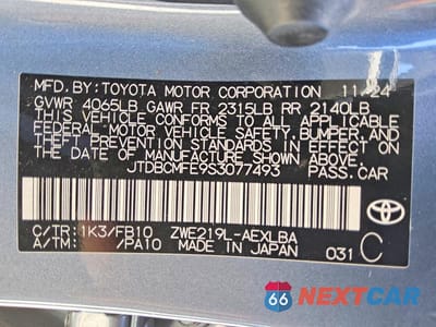 Zdjęcie 12 z 12 samochodu: 2025 TOYOTA COROLLA HYBRID LE VIN:JTDBCMFE9S3077493 - miniatura