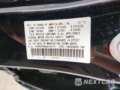 Zdjęcie 12 z 12 samochodu: 2016 HONDA ACCORD EXL VIN:1HGCR2F88GA144770 - miniatura