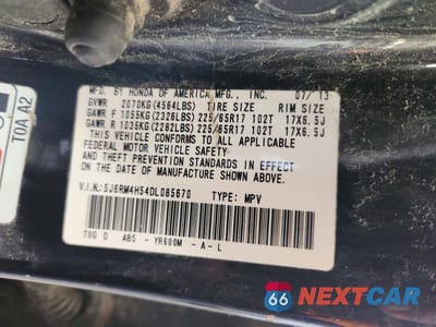 Zdjęcie 13 z 13 samochodu: 2013 HONDA CR-V EX VIN:5J6RM4H54DL085670 - miniatura