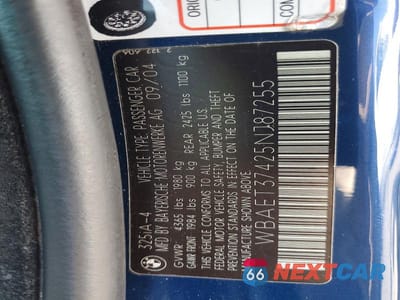 Zdjęcie 12 z 12 samochodu: 2005 BMW 325 I VIN:WBAET37425NJ87255 - miniatura