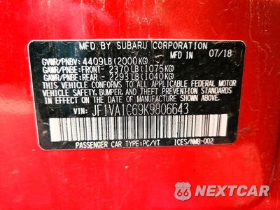 Zdjęcie 12 z 12 samochodu: 2019 SUBARU WRX PREMIUM VIN:JF1VA1C69K9806643 - miniatura