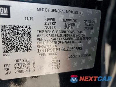 Zdjęcie 12 z 12 samochodu: 2020 GMC SIERRA K1500 AT4 VIN:1GTP9EEL6LZ159593 - miniatura