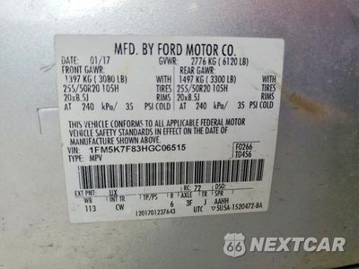 Zdjęcie 12 z 12 samochodu: 2017 FORD EXPLORER LIMITED VIN:1FM5K7F83HGC06515 - miniatura