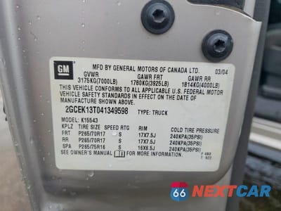 Zdjęcie 12 z 12 samochodu: 2004 CHEVROLET SILVERADO K1500 VIN:2GCEK13T041349598 - miniatura