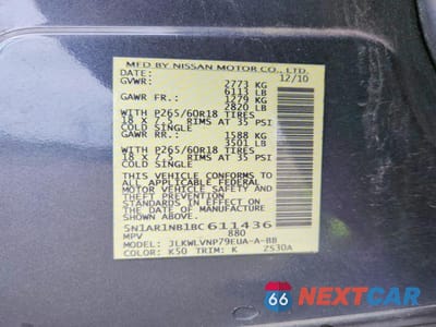 Zdjęcie 13 z 13 samochodu: 2011 NISSAN PATHFINDER S VIN:5N1AR1NB1BC611436 - miniatura
