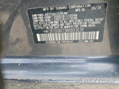 Zdjęcie 12 z 12 samochodu: 2024 SUBARU IMPREZA SPORT VIN:JF1GUAFC9R8893638 - miniatura