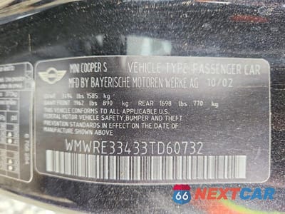 Zdjęcie 12 z 12 samochodu: 2003 MINI COOPER S VIN:WMWRE33433TD60732 - miniatura