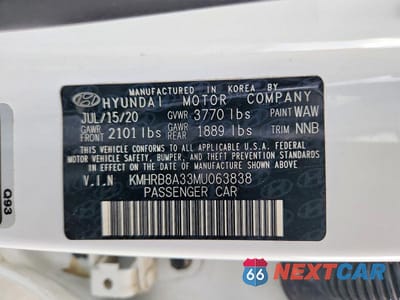 Zdjęcie 13 z 13 samochodu: 2021 HYUNDAI VENUE SE VIN:KMHRB8A33MU063838 - miniatura