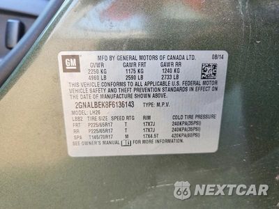 Zdjęcie 13 z 13 samochodu: 2015 CHEVROLET EQUINOX LT VIN:2GNALBEK8F6136143 - miniatura