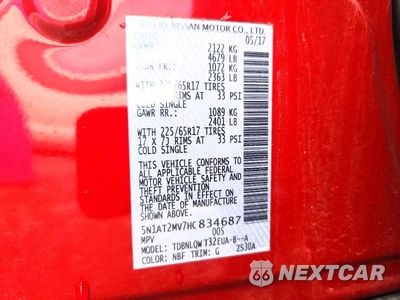 Zdjęcie 13 z 13 samochodu: 2017 NISSAN ROGUE SV VIN:5N1AT2MV7HC834687 - miniatura