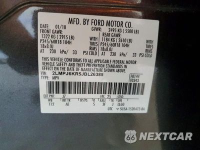 Zdjęcie 13 z 13 samochodu: 2018 LINCOLN MKX SELECT VIN:2LMPJ6KR5JBL26385 - miniatura