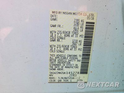 Zdjęcie 14 z 14 samochodu: 2016 NISSAN MURANO SL VIN:5N1AZ2MH2GN145278 - miniatura