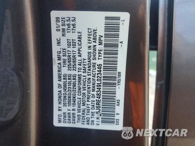 Zdjęcie 13 z 13 samochodu: 2009 HONDA CR-V LX VIN:5J6RE48349L023446 - miniatura