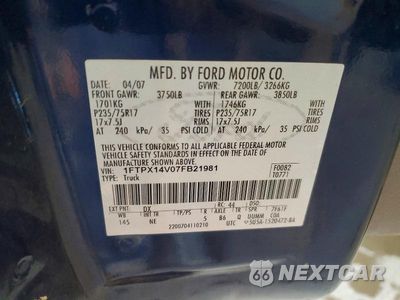Zdjęcie 13 z 13 samochodu: 2007 FORD F150 VIN:1FTPX14V07FB21981 - miniatura