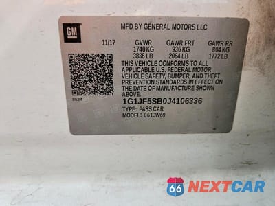 Zdjęcie 12 z 12 samochodu: 2018 CHEVROLET SONIC PREMIER VIN:1G1JF5SB0J4106336 - miniatura