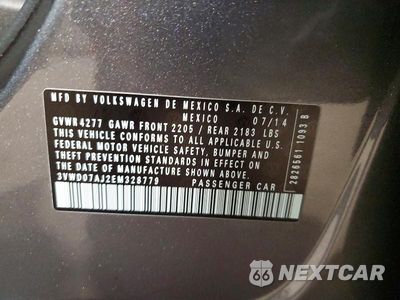 Zdjęcie 12 z 12 samochodu: 2014 VOLKSWAGEN JETTA SE VIN:3VWD07AJ2EM328779 - miniatura