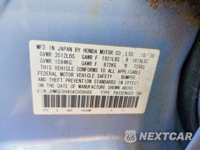 Zdjęcie 12 z 12 samochodu: 2010 HONDA FIT SPORT VIN:JHMGE8H40AC009866 - miniatura