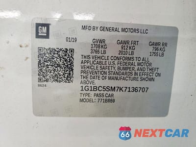 Zdjęcie 12 z 12 samochodu: 2019 CHEVROLET CRUZE LS VIN:1G1BC5SM7K7136707 - miniatura