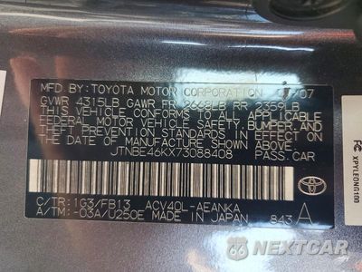 Zdjęcie 12 z 12 samochodu: 2007 TOYOTA CAMRY VIN:JTNBE46KX73088408 - miniatura
