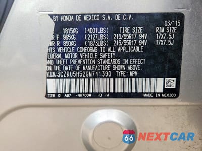 Zdjęcie 12 z 12 samochodu: 2016 HONDA HR-V EX VIN:3CZRU5H52GM741390 - miniatura