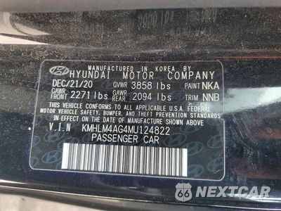 Zdjęcie 12 z 12 samochodu: 2021 HYUNDAI ELANTRA SEL VIN:KMHLM4AG4MU124822 - miniatura