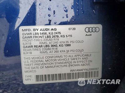Zdjęcie 13 z 13 samochodu: 2020 AUDI Q5 PREMIUM VIN:WA1ANAFYXL2099387 - miniatura