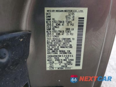 Zdjęcie 12 z 12 samochodu: 2006 NISSAN TITAN XE FFV VIN:1N6BA06B36N535931 - miniatura