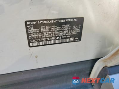 Zdjęcie 12 z 12 samochodu: 2022 BMW X3 XDRIVE30I VIN:5UX53DP07N9M83451 - miniatura
