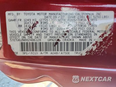 Zdjęcie 13 z 13 samochodu: 2008 TOYOTA TACOMA PRERUNNER V6 VIN:5TETU62N88Z486128 - miniatura