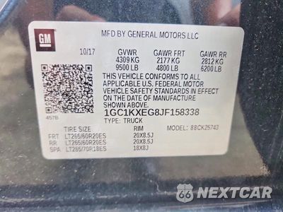 Zdjęcie 13 z 13 samochodu: 2018 CHEVROLET SILVERADO K2500 HIGH COUNTRY VIN:1GC1KXEG8JF158338 - miniatura