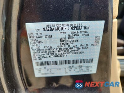 Zdjęcie 13 z 13 samochodu: 2008 MAZDA TRIBUTE I VIN:4F2CZ02Z08KM30514 - miniatura
