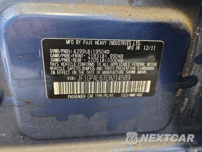 Zdjęcie 12 z 12 samochodu: 2012 SUBARU IMPREZA SPORT PREMIUM VIN:JF1GPAL67CH214589 - miniatura