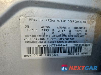 Zdjęcie 13 z 13 samochodu: 2007 MAZDA 3 HATCHBACK VIN:JM1BK344771602447 - miniatura