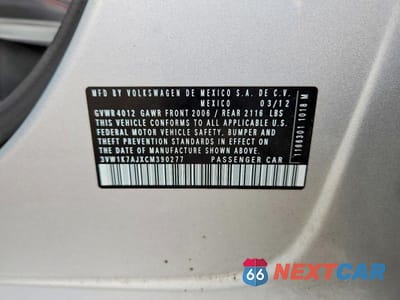 Zdjęcie 12 z 12 samochodu: 2012 VOLKSWAGEN JETTA BASE VIN:3VW1K7AJXCM390277 - miniatura