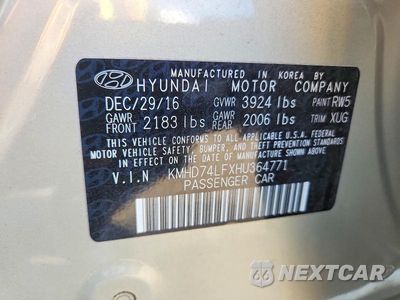 Zdjęcie 13 z 13 samochodu: 2017 HYUNDAI ELANTRA SE VIN:KMHD74LFXHU364771 - miniatura