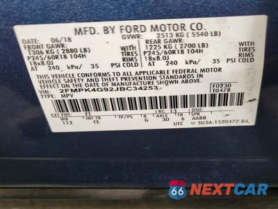 Zdjęcie 13 z 13 samochodu: 2018 FORD EDGE SE VIN:2FMPK4G92JBC34253 - miniatura