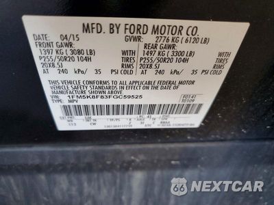 Zdjęcie 13 z 13 samochodu: 2015 FORD EXPLORER VIN:1FM5K8F83FGC59525 - miniatura