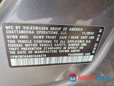 Zdjęcie 12 z 12 samochodu: 2014 VOLKSWAGEN PASSAT SEL VIN:1VWCN7A34EC045378 - miniatura