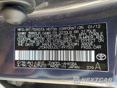 Zdjęcie 12 z 12 samochodu: 2012 TOYOTA PRIUS FOUR VIN:JTDKN3DU0C1497557 - miniatura