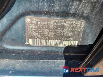 Zdjęcie 12 z 12 samochodu: 2006 BMW 330 I VIN:WBAVB33546KS35701 - miniatura