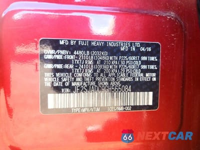 Zdjęcie 13 z 13 samochodu: 2016 SUBARU FORESTER 2.5I PREMIUM VIN:JF2SJADC9GH565084 - miniatura