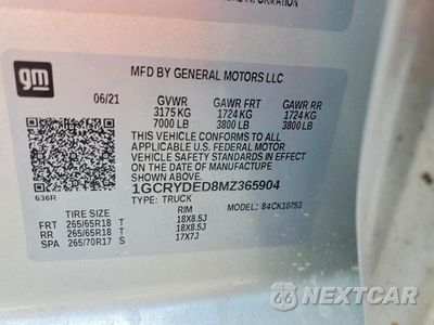 Zdjęcie 12 z 12 samochodu: 2021 CHEVROLET SILVERADO K1500 LT VIN:1GCRYDED8MZ365904 - miniatura
