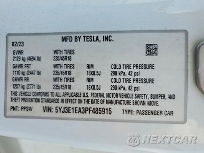 Zdjęcie 13 z 13 samochodu: 2023 TESLA MODEL 3 VIN:5YJ3E1EA3PF485915 - miniatura