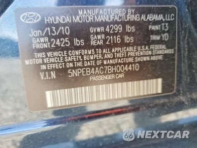Zdjęcie 12 z 12 samochodu: 2011 HYUNDAI SONATA GLS VIN:5NPEB4AC7BH004410 - miniatura
