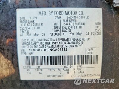 Zdjęcie 14 z 14 samochodu: 2022 FORD EXPLORER XLT VIN:1FMSK7DH9NGA06532 - miniatura