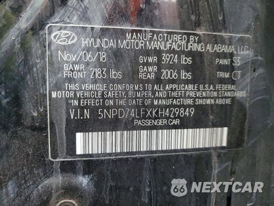 Zdjęcie 12 z 12 samochodu: 2019 HYUNDAI ELANTRA SE VIN:5NPD74LFXKH429849 - miniatura