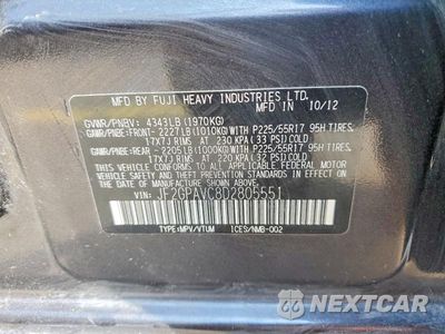 Zdjęcie 13 z 13 samochodu: 2013 SUBARU XV CROSSTREK 2.0 PREMIUM VIN:JF2GPAVC8D2805551 - miniatura