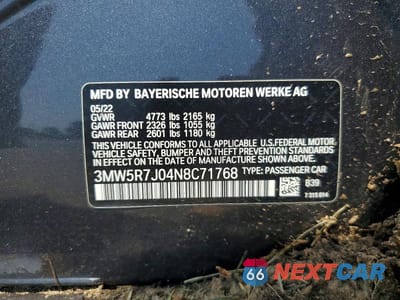Zdjęcie 12 z 12 samochodu: 2022 BMW 330XI VIN:3MW5R7J04N8C71768 - miniatura