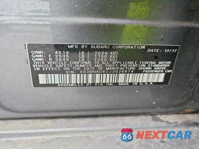 Zdjęcie 12 z 12 samochodu: 2018 SUBARU LEGACY 2.5I PREMIUM VIN:4S3BNAC62J3026874 - miniatura