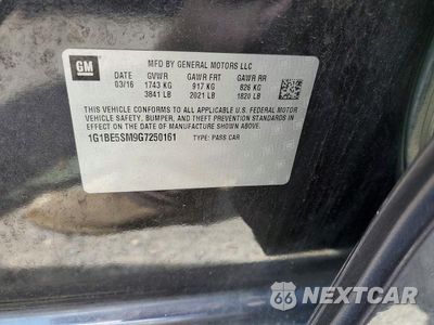 Zdjęcie 12 z 12 samochodu: 2016 CHEVROLET CRUZE LT VIN:1G1BE5SM9G7250161 - miniatura
